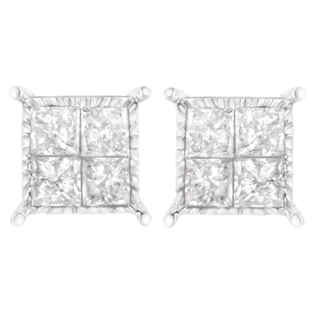 Sterling Silver 3/4 cttw Composite Diamond Stud Earrings (I-J, I2-I3)-0