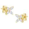 14K Gold Marquise Diamond 8 Stone Floral Leaf Stud Earrings (I-J Color, SI2-I1 Clarity)-1