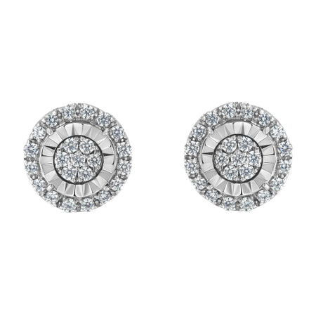 Sterling Silver Diamond Cluster Earrings (1 cttw, I-J Color, I2-I3 Clarity)-0