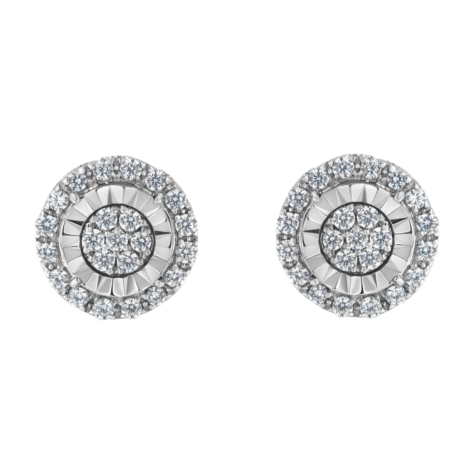 Sterling Silver Diamond Cluster Earrings (1 cttw, I-J Color, I2-I3 Clarity)-0