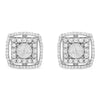 .925 Sterling Silver 1.0 Cttw Round Diamond Double Halo and Disc Stud Earring (I-J Color, I2-I3 Clarity)-0