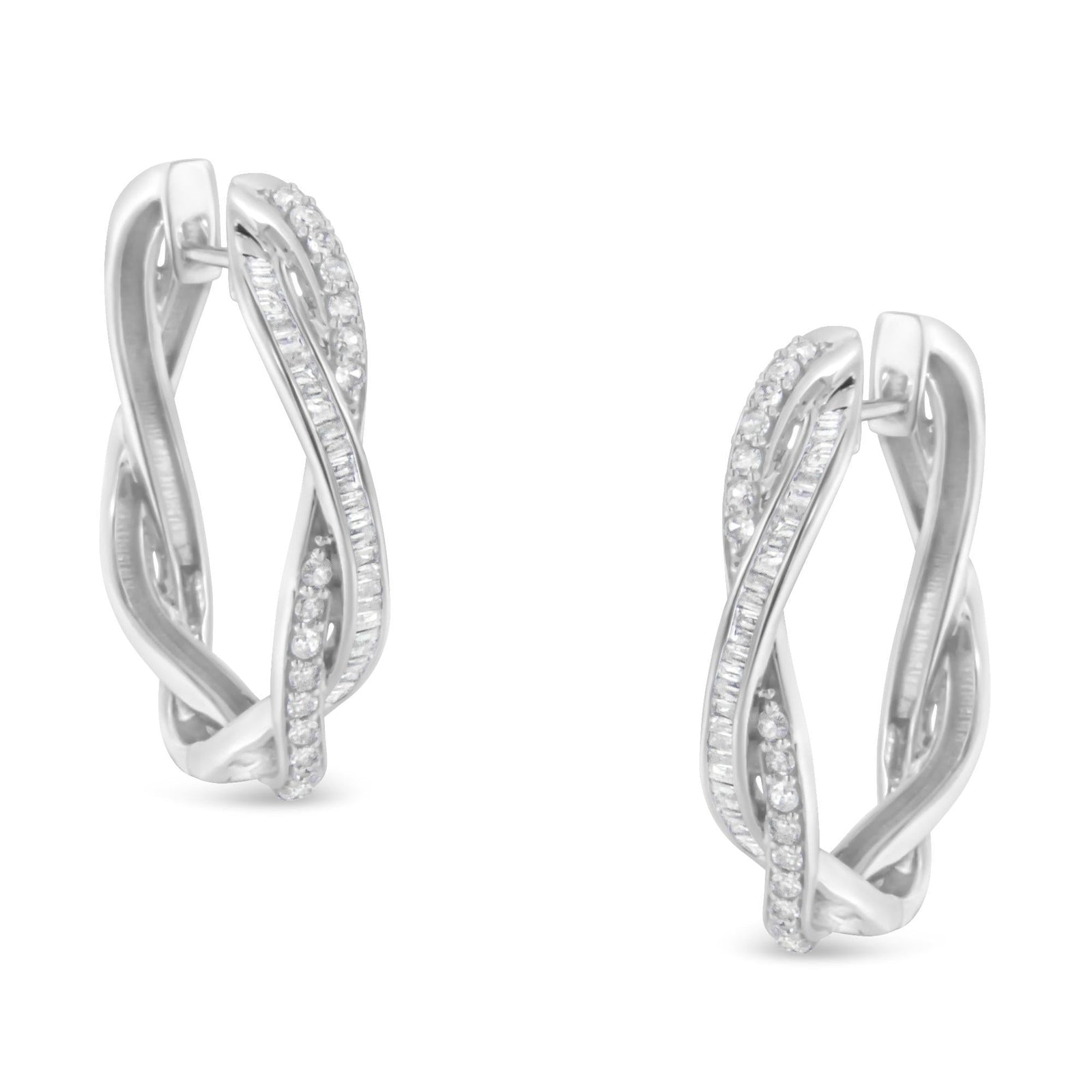 Sterling-Silver Diamond Hoop Earring (0.75 cttw, I-J Color, I2-I3 Clarity)-0