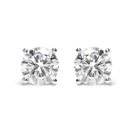 IGI Certified 14K White Gold 5.00 Cttw Round Brilliant-Cut Lab Grown Diamond Classic 4-Prong Stud Earrings with Screw Backs (F-G Color, SI1 Clarity)-0