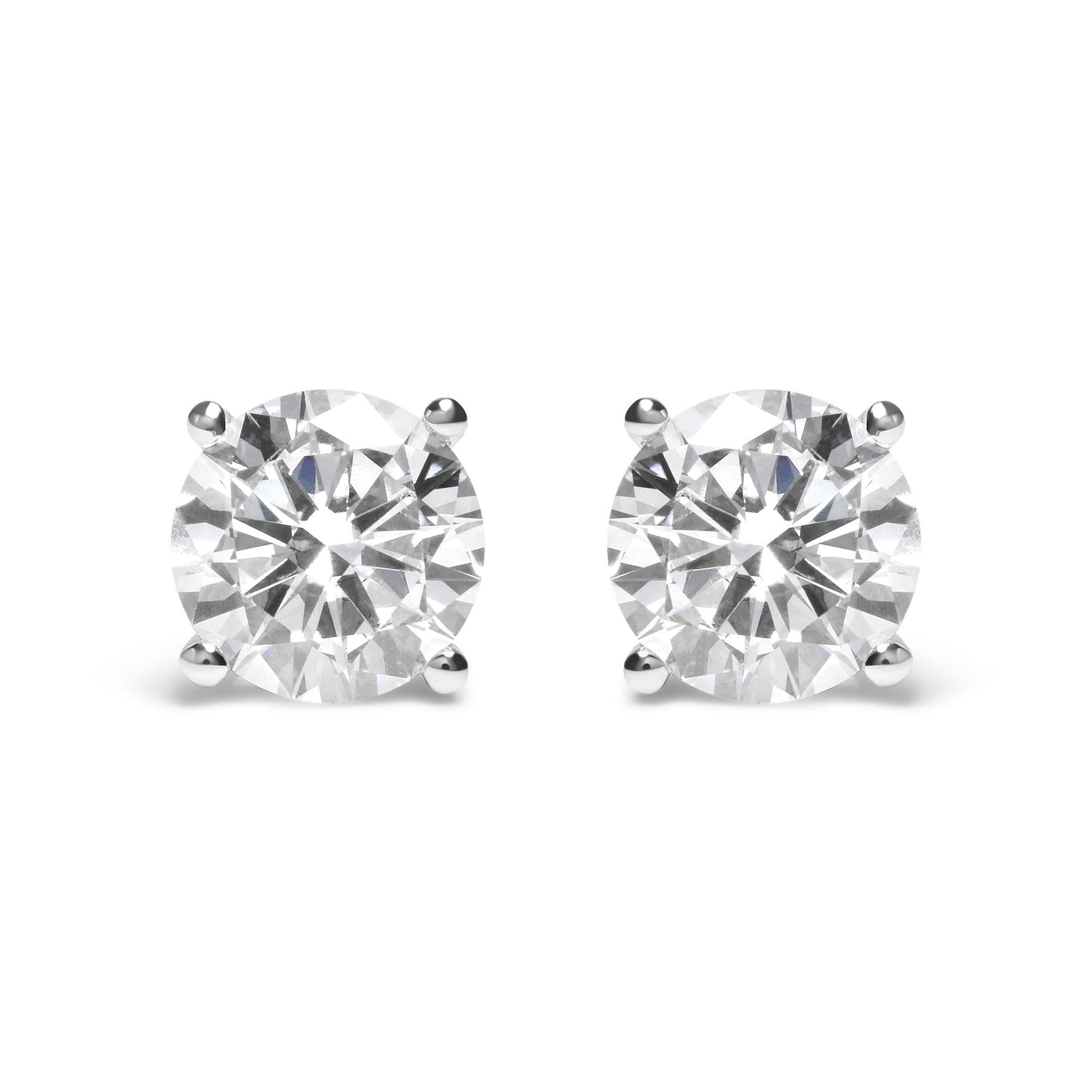 IGI Certified 14K White Gold 5.00 Cttw Round Brilliant-Cut Lab Grown Diamond Classic 4-Prong Stud Earrings with Screw Backs (F-G Color, SI1 Clarity)-0