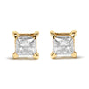 14K Yellow Gold 5/8 Cttw Princess Natural Brown Color Diamond 4-Prong Stud Earrings (Brown Color, VS2-SI1 Clarity)