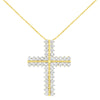 10K Yellow Gold 4.0 Cttw Diamond Two Row Cross 18" Pendant Necklace (J-K Clarity, I1-I2 Color)-0