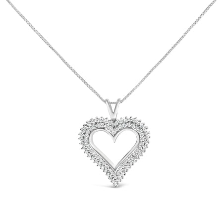 .925 Sterling Silver Diamond Heart 18" Pendant Necklace (I-J Color, I2-I3 Clarity)-1