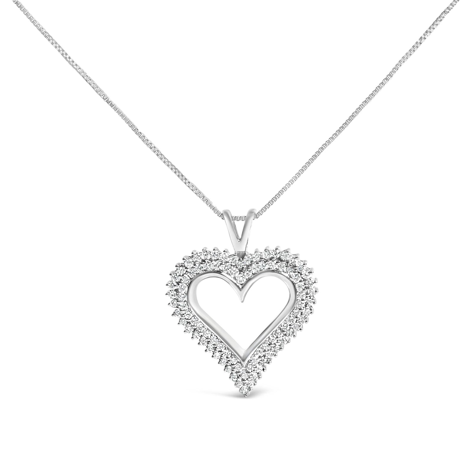 .925 Sterling Silver Diamond Heart 18" Pendant Necklace (I-J Color, I2-I3 Clarity)-1