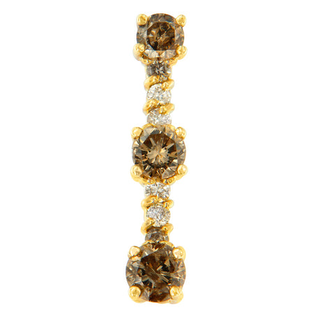 14K Yellow Gold 1 cttw White and Champagne Round Cut Diamond Drop Pendant Necklace (I-J, I1-I2)-0