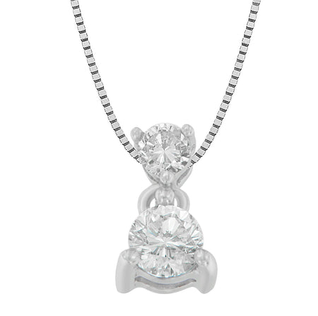 14K White Gold 1/2 cttw Round Cut Diamond Pendant Necklace (I-J, I1-I2)-0