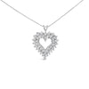 925 Sterling Silver 4.0 Cttw Diamond Two Row Open Heart 18" Pendant Necklace (I-J Color, I2-I3 Clarity)-0