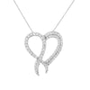 .925 Sterling Silver 1 cttw Diamond Heart and Ribbon 18" Pendant Necklace (I-J Clarity, I2-I3 Color) - 18"-0