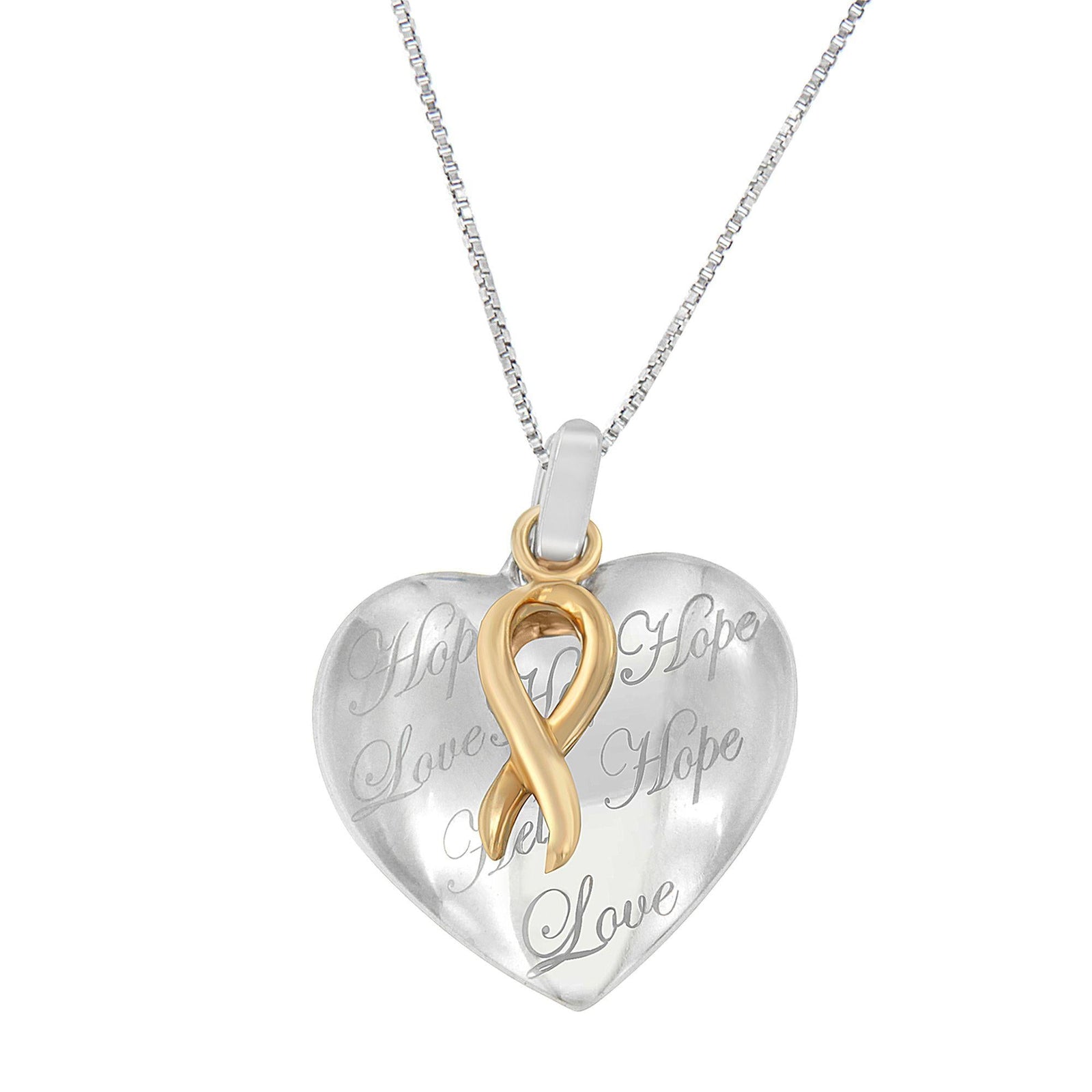10K Yellow Gold Over Silver Heart Pendant Necklace-0