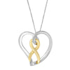 14K Gold and Silver Heart Bow Pendant Necklace-0