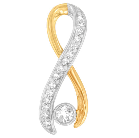 10K Two-Tone Gold 1/5 cttw Diamond Radiant Ribbon Pendant Necklace (H-I, I1-I2)-0