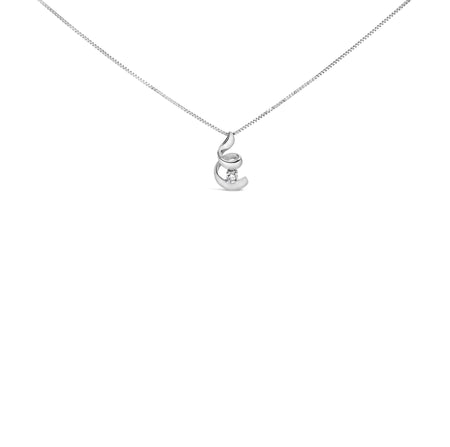 10K White Gold 1/10 Cttw Diamond Solitaire Spiral 18" Pendant Necklace (I-J Color, I2-I3 Clarity)-0
