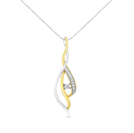 Espira 10K Two-Tone Gold Round Cut Diamond Cascade Pendant Necklace (1/10 cttw, J-K Color, I2-I3 Clarity)-0