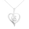 Espira 10K White Gold .03 Cttw Diamond-Accented Round-Cut Diamond Swirl Open Heart 18" Pendant Necklace (I-J Color, I2-I3 Clarity)-0