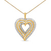 .925 Sterling Silver 1 1/2 Cttw Baguette Diamond Composite Heart 18" Inch Pendant Necklace (I-J Color, I1-I2 Clarity)-1
