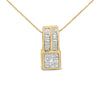 14K Yellow Gold 1 1/4 cttw Princess and Baguette Cut Geometric Inspired Diamond Pendant Necklace (H-I, VS1-VS2)-0