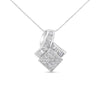 14k White Gold 2 1/10 Cttw Princess and Baguette Geometric Designed Diamond Pendant Necklace (G-H Color, VS1-VS2 Clarity) - NO CHAIN INCLUDED-0