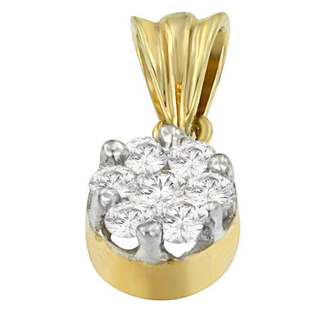 14K Yellow Gold 1/2 cttw Round Cut Diamond Circle Pendant Necklace (H-I, I1-I2)-0