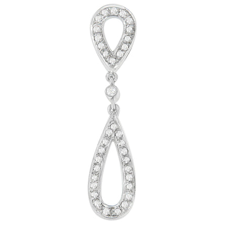 14 White Gold 1/4 cttw Round Cut Diamond Double Tear Drop Pendant Necklace (H-I, I2-I3)-0