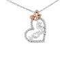 Two Tone .925 Sterling Silver 1/5 cttw Diamond "Mom" and Heart Pendant Necklace (H-I, I1-I2)-0