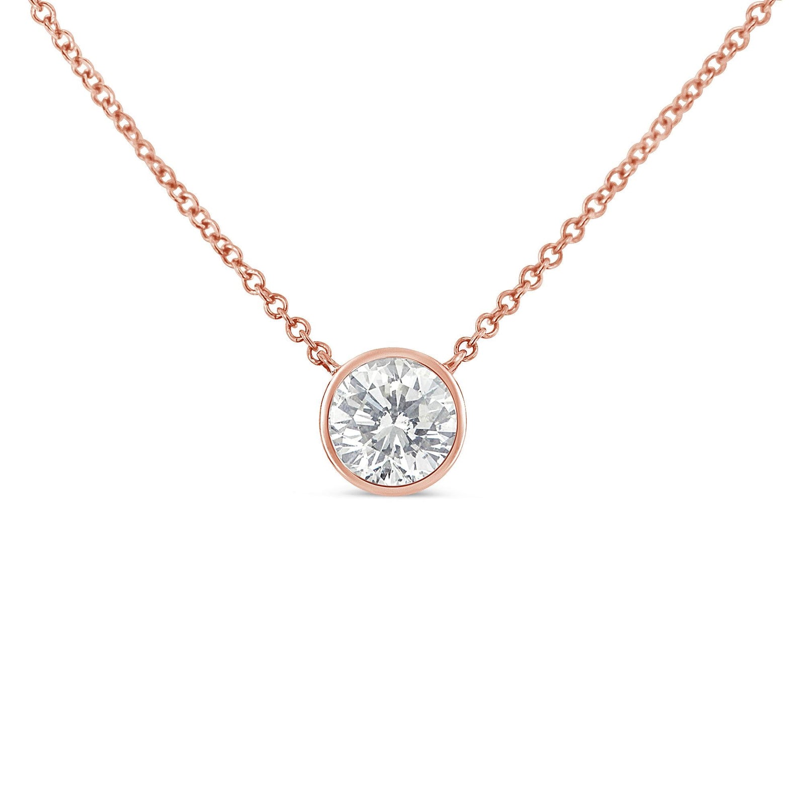 Sterling Silver Bezel-Set Diamond Solitaire Pendant Necklace (1/3 cttw, H-I Color, I1-I2 Clarity)-0