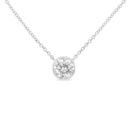 Sterling Silver Bezel-Set Diamond Solitaire Pendant Necklace (1/3 cttw, H-I Color, I1-I2 Clarity)-1