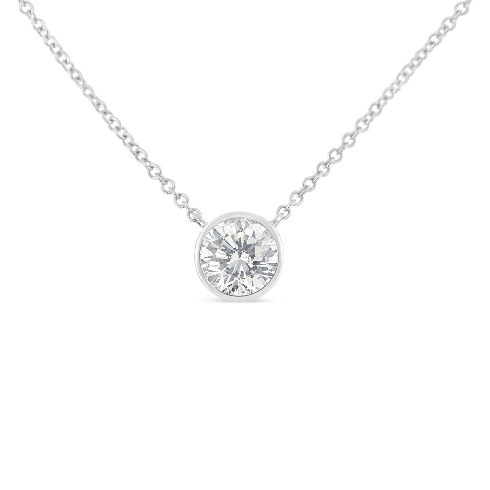 Sterling Silver Bezel-Set Diamond Solitaire Pendant Necklace (1/3 cttw, H-I Color, I1-I2 Clarity)-1