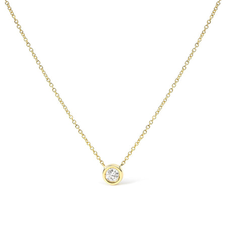 14K Gold Lab Grown Diamond Modern Bezel-Set Solitaire 16"-18" Pendant Necklace (F-G Color, VS2-SI1 Clarity)