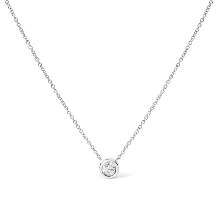 14K Gold Lab Grown Diamond Modern Bezel-Set Solitaire 16"-18" Pendant Necklace (F-G Color, VS2-SI1 Clarity)