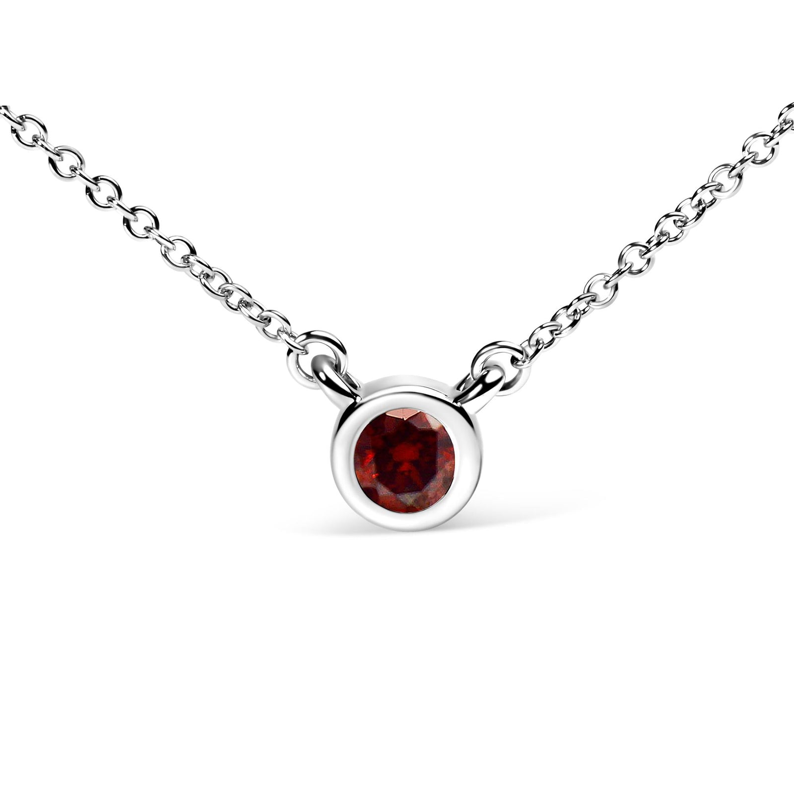 14K White Gold 1/2 Cttw Red Lab Grown Diamond Bezel-Set Solitaire 18" Pendant Necklace (Red Color, VS1-VS2 Clarity)-0
