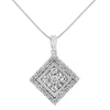 10KT White Gold 1/2 cttw Diamond Square Pendant Necklace (I-J Color, I2-I3 Clarity)-0