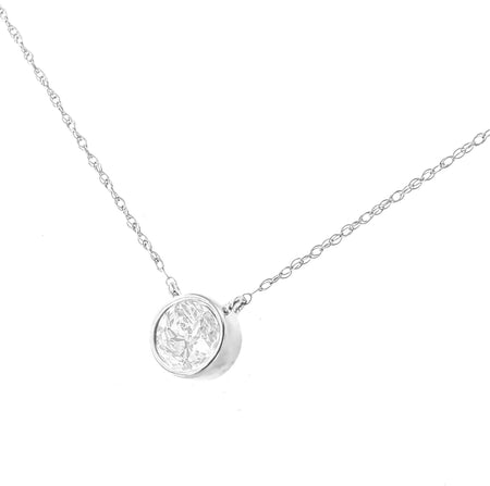 10K White Gold 1/3 Cttw Round-Cut Diamond Bezel 18" Pendant Necklace (J-K Color, I1-I2 Clarity)-0