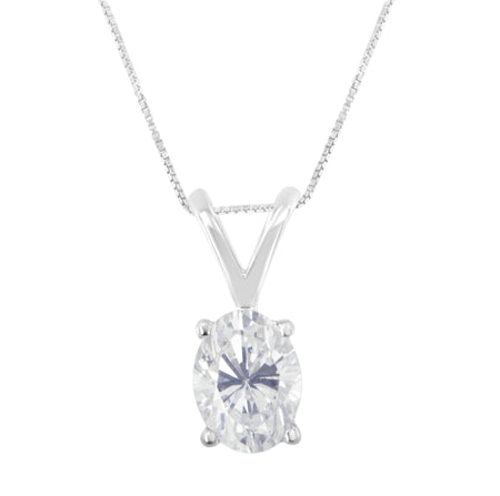 IGI Certified 10K White Gold 3/8 cttw Prong Set Diamond Oval Pendant Necklace (I-J Color, I1 Clarity) - Size 18"-0