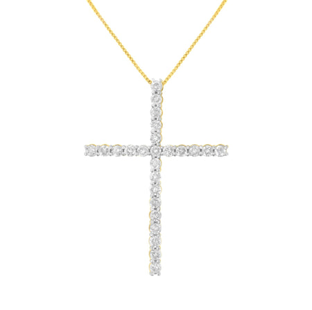 .925 Sterling Silver 2 1/2 cttw Diamond Cross Pendant Necklace (H-I, I2-I3)