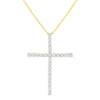 .925 Sterling Silver 3.0 Cttw Round Shape Diamond 1-1/2" Cross Pendant with Box Chain Necklace (J-K Color, I2-I3 Clarity) - 18"-1