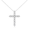 .925 Sterling Silver 1.0 Cttw Prong Set Round-Cut Diamond Cross 18" Pendant Necklace (I-J Color, I2-I3 Clarity)-0