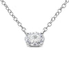 14K White Gold 1/2 Cttw Lab Grown Oval Shape Solitaire Diamond East West 18" Pendant Necklace (E-F Color, VS1-VS2 Clarity)-0