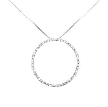 .925 Sterling Silver 4 cttw Prong Set, Round-Cut Diamond Open Circle Hoop 18" Pendant Necklace (J-K Color, I1-I2 Clarity)