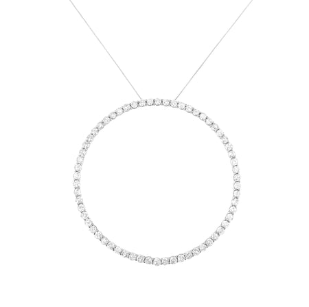 .925 Sterling Silver 5.0 Cttw Prong Set Round-cut Diamond Open Circle Hoop 18" Pendant Necklace (I-J Color, I2-I3 Clarity)-0