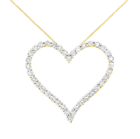 10k Yellow Gold Plated .925 Sterling Silver 3.0 cttw Round-Cut Diamond Open Heart Pendant Necklace (J-K Color, I1-I2 Clarity) - 18"-0