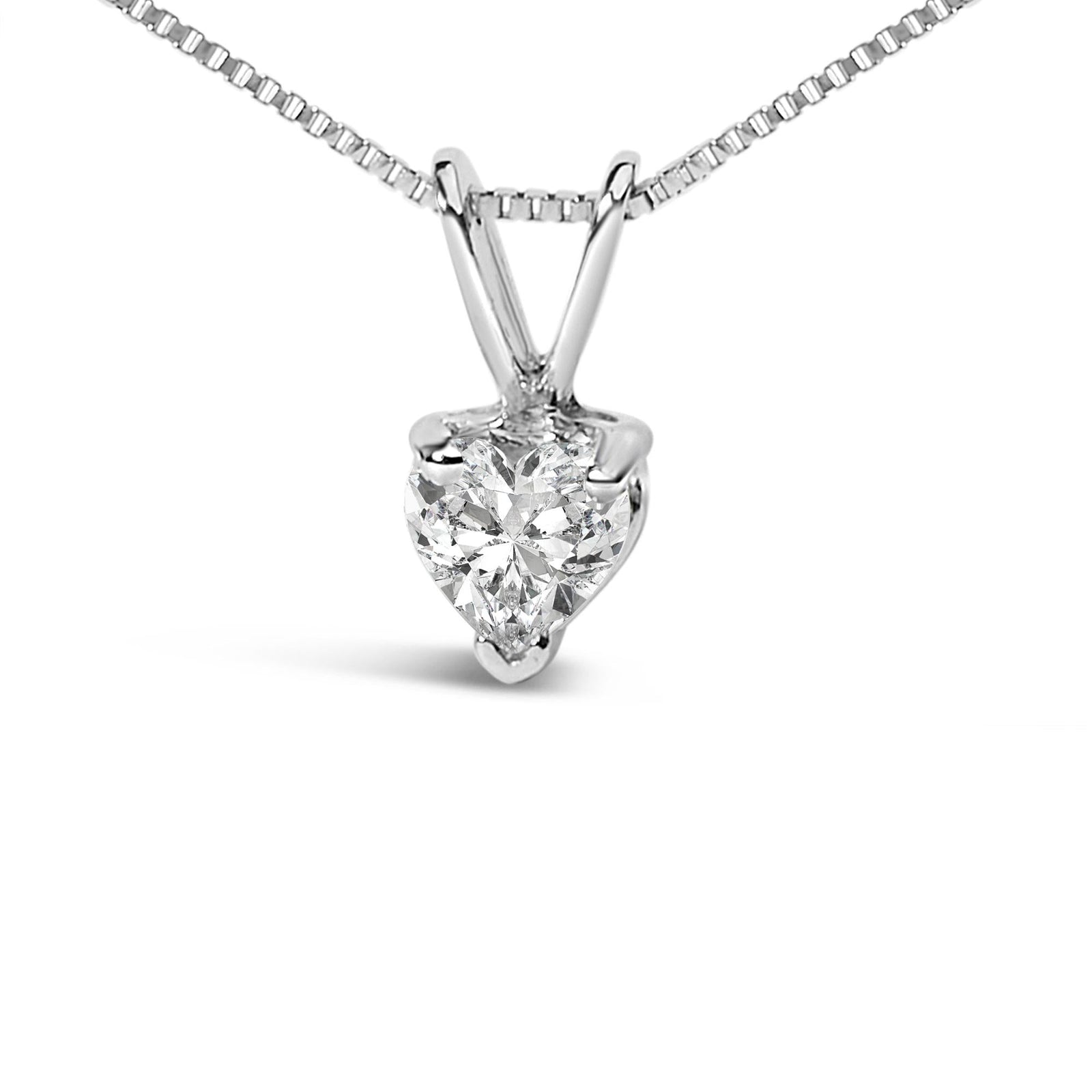 14K White Gold 3-Prong Set Heart Shaped Solitaire Lab Grown Diamond 18" Pendant Necklace (F-G Color, VS2-SI1 Clarity)-1