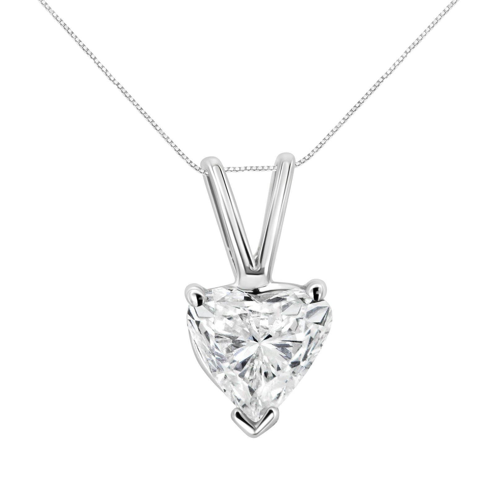 14K White Gold 3-Prong Set Heart Shaped Solitaire Lab Grown Diamond 18" Pendant Necklace (F-G Color, VS2-SI1 Clarity)-3