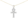 10K Yellow Gold 1.00 Cttw Ankh Cross Pendant (H-I Color, SI1-SI2 Clarity) -18" Inches-0