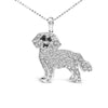 .925 Sterling Silver 1/3 Cttw White and Black Diamond  Labrador Retriever Dog Pendant Necklace (I-J Color, I2-I3 Clarity) - 18" Inches-0