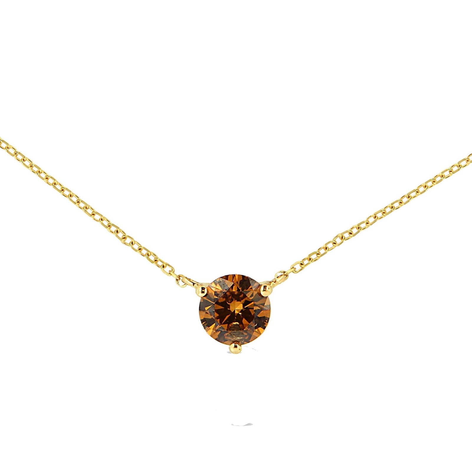 14K Yellow Gold 1/2 Cttw Martini Set Lab Grown Yellow Diamond Solitaire 18" Pendant Necklace (Yellow Color, VS2-SI1 Clarity)-0