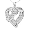 .925 Sterling Silver 1 1/4 Cttw Round Diamond Openwork Ribbon Weave Heart Pendant 18" Necklace (I-J Color, I3 Clarity)-0